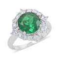 Emerald, Simulated Diamond Ring in Silvertone (Size 9.0) 6.10 ctw - Sticky add to cart bar