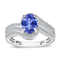 Luxoro Premium Tanzanite and G-H I1 Diamond Ring in 14K White Gold (Size 10.0) 4.20 Grams 1.70 ctw