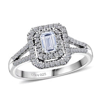 Luxuriant Lab Grown Diamond (G-H, SI) Split Shank Ring in Platinum Over Sterling Silver (Size 10.0) 1.00 ctw