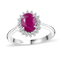 AAA Royal Ruby and G-H I2 Diamond 1.75 ctw Ring in 10K White Gold