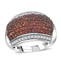 Karis Mozambique Garnet and White Zircon 1.50 ctw Cluster Ring in Platinum Bond