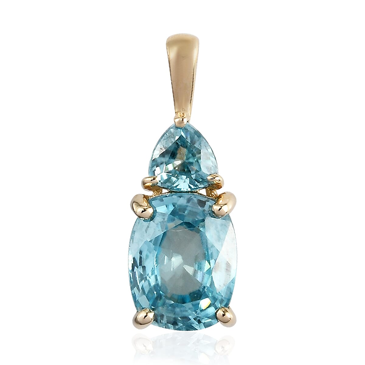 Luxoro Premium Ratanakiri Blue Zircon 3.75 ctw Drop Pendant without Chain in 10K Yellow Gold