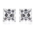 D'Joy Asscher Cut Lab Created White Sapphire 3.35 ctw Solitaire Stud Earrings in Sterling Silver - Sticky add to cart bar