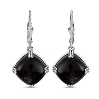 Golden Sheen Moonstone 16.00 ctw Dangling Earrings in Platinum Over Sterling Silver