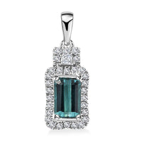 Certified & Appraised Rhapsody AAAA Pirineu Lagoon Tourmaline and E-F VS2 Diamond 1.70 ctw Pendant without Chain in 950 Platinum