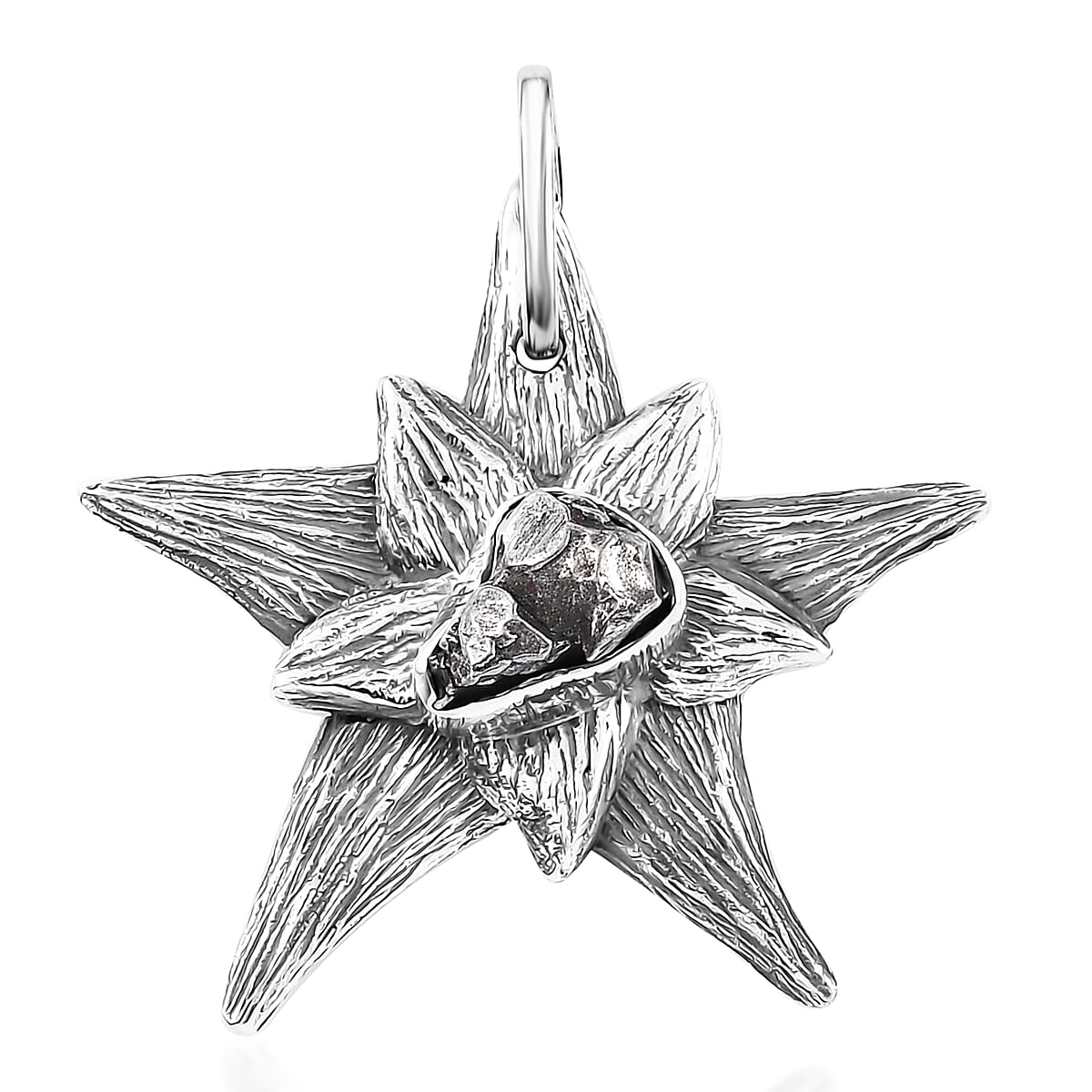 D'Joy Artisan Crafted Rough Cut Marvelous Meteorite Starbrust Pendant without Chain in Sterling Silver