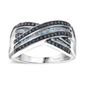 Doorbuster Blue Diamond (IR) Bridge Over Ring in Platinum Over Sterling Silver (Size 9.0) 0.50 ctw - Sticky add to cart bar