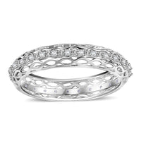 Doorbuster White Diamond Band 0.15 ctw Ring in Rhodium Over Sterling Silver