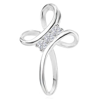 D'Joy Moissanite 0.10 ctw Cross Pendant without Chain in Sterling Silver