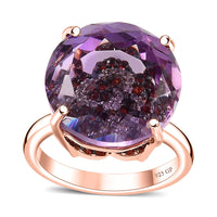 GP Italian Garden Collection Rose De France Amethyst, Multi Gemstone Ring in 18K Vermeil RG Over Sterling Silver (Size 10.0) (Del. in 10-12 Days) 15.00 ctw