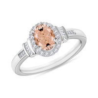 Pink Morganite, Diamond Ring in 18K Vermeil Rose Gold Over Sterling Silver (Size 10.0) 1.19 ctw