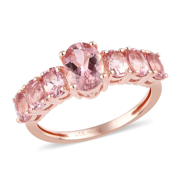 Blush Tourmaline Ring in Vermeil Rose Gold Over Sterling Silver 1.80 ctw