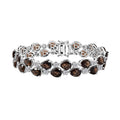 Karis Premium Brazilian Smoky Quartz, White Zircon Bracelet in Platinum Bond (7.25 In) 32.50 ctw - Sticky add to cart bar