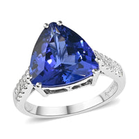 Certified RHAPSODY 950 Platinum AAAA Tanzanite and E-F VS Diamond Solitaire Ring 6.10 Grams 5.80 ctw