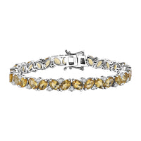 Premium Brazilian Heliodor and Moissanite 13.25 ctw Bracelet in Rhodium Over Sterling Silver (6.50 In)