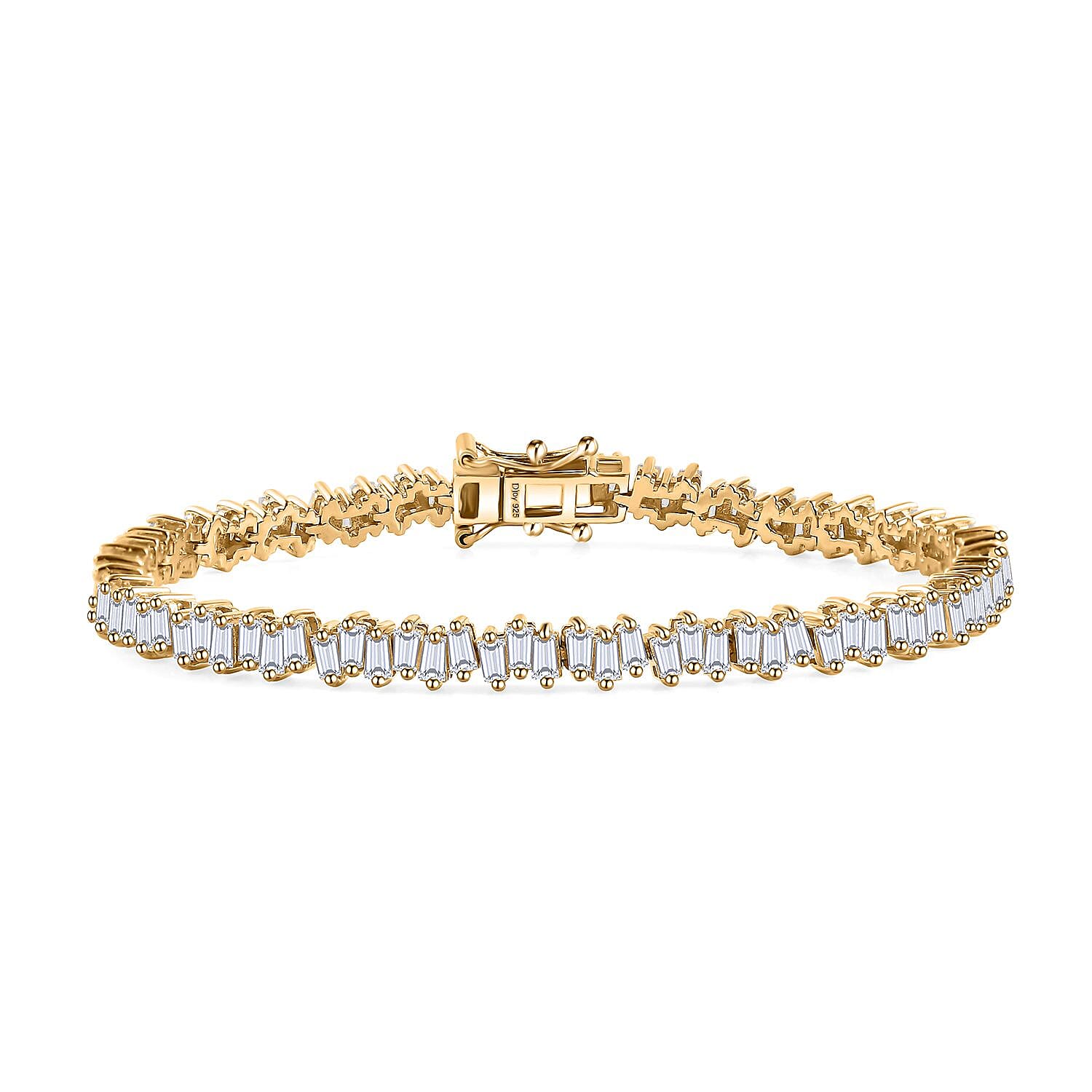 Doorbuster White Zircon 7.50 ctw Bracelet in 18K Vermeil Yellow Gold Over Sterling Silver (6.50 In)