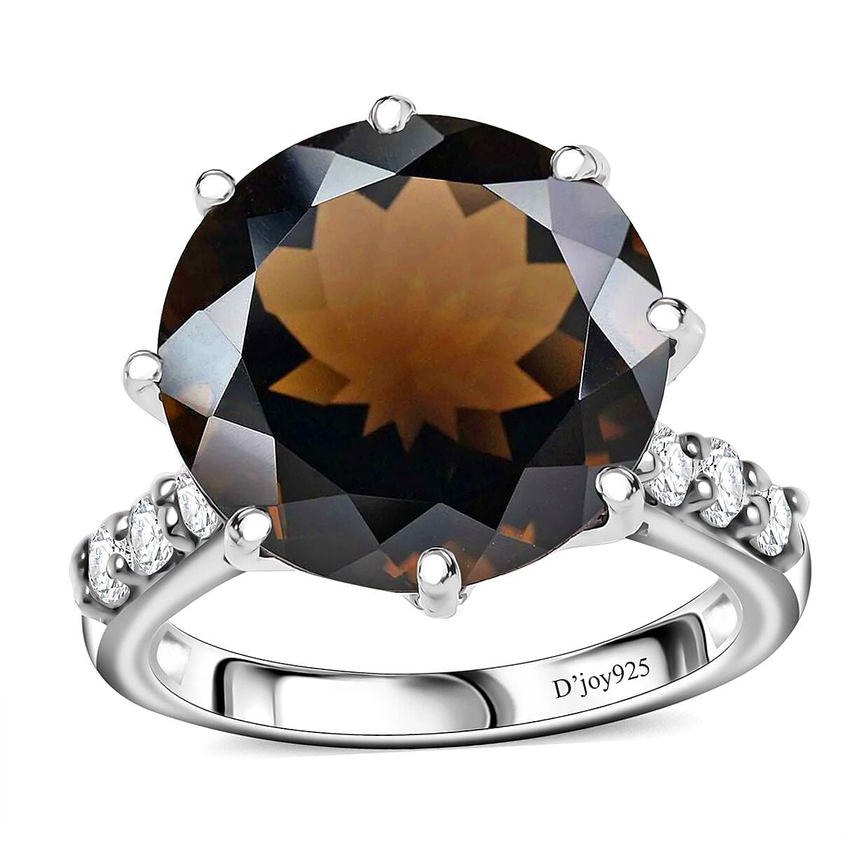 GP Brazilian Smoky Quartz, Multi Gemstone Ring in Rhodium Over Sterling Silver (Size 10.0) 9.85 ctw