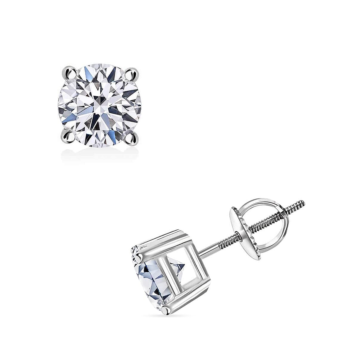 IGI Certified Luxuriant Lab Grown Diamond E-F VS 0.50 ctw Solitaire Stud Earrings in 14K White Gold (Del. in 10-15 Days)
