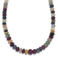 Multi Sapphire Beaded 176.00 ctw Necklace 18 Inches in Rhodium Over Sterling Silver - Sticky add to cart bar