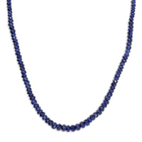 Blue Sapphire Beaded 94.00 ctw Necklace in Rhodium Over Sterling Silver 18-20 Inches