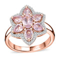 Narsipatnam Pink Spinel, White Zircon Blossom Flower Ring in 18K Vermeil RG Over Sterling Silver (Size 10.0) 1.75 ctw - Sticky add to cart bar