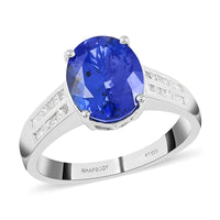 Certified and Appraised RHAPSODY 950 Platinum AAAA Tanzanite and E-F VS Diamond Ring 7.65 Grams 4.20 ctw