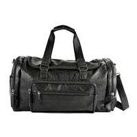 Black Faux Leather Duffel Bag with Shoulder Strap 47 Inches