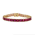 Doorbuster Asscher Cut Niassa Ruby (FF) Crown Tennis Bracelet in 18K Vermeil YG Over Sterling Silver (6.50 In) 28.65 ctw - Sticky add to cart bar