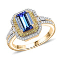 Luxoro 10K Yellow Gold Premium Tanzanite, Natural Yellow and White Diamond (I2) (0.55 cts) Ring (Size 7.0) 2.35 ctw - Sticky add to cart bar