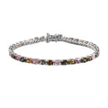 Multi-Tourmaline 9.90 ctw Tennis Bracelet in Platinum Over Sterling Silver (6.50 In) - Sticky add to cart bar