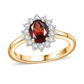 Mozambique Garnet, White Zircon Ring in 18K Vermeil YG Over Sterling Silver (Size 10.0) 1.35 ctw - Sticky add to cart bar