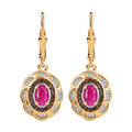 TLV AAA Royal Ruby, Red Diamond (IR) and Diamond (0.50 cts) Lever Back Earrings in 18K Vermeil YG Over Sterling Silver 1.85 ctw - Sticky add to cart bar