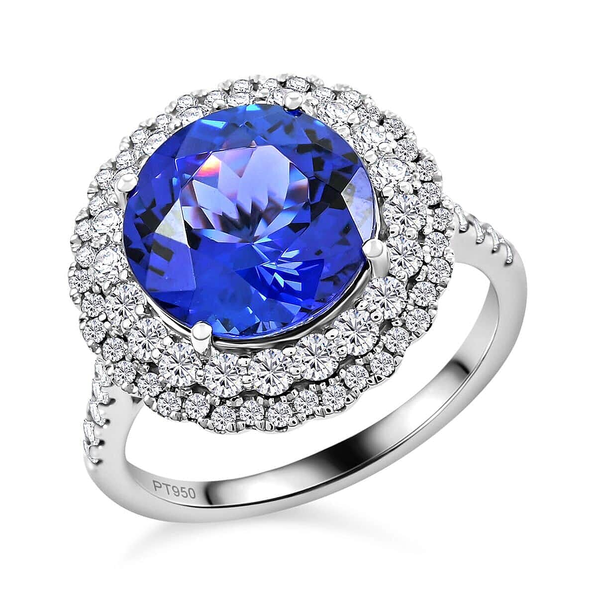 Certified & Appraised Rhapsody AAAA Tanzanite and E-F VS Diamond 4.75 ctw Ring in 950 Platinum 7.80 Grams