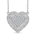 GP Amore Collection Lab Grown Diamond SI 1.00 ctw Heart Necklace in Rhodium Over Sterling Silver 18 Inches - Sticky add to cart bar