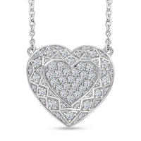 GP Amore Collection Lab Grown Diamond SI 1.00 ctw Heart Necklace in Rhodium Over Sterling Silver 18 Inches