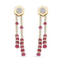 Clarte Prismatic Collection Ruby, Moissanite Earrings in Vermeil YG Over Sterling Silver 8.95 ctw