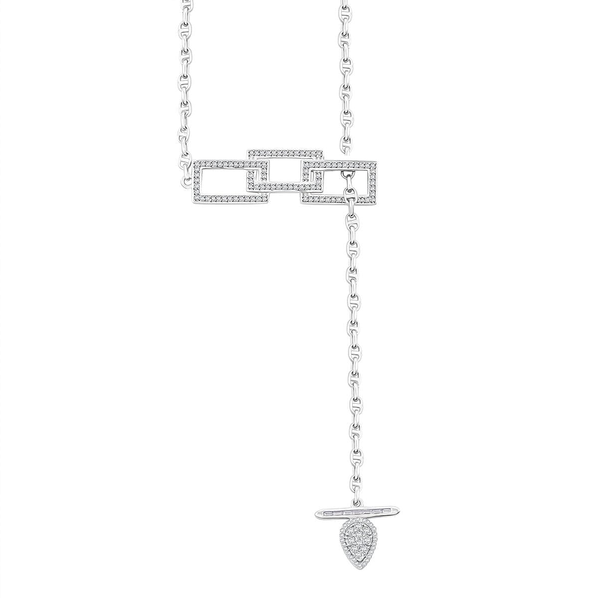 Clarte Tetris Collection Moissanite 0.96 ctw Necklace in Sterling Silver 18-20 Inches