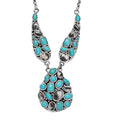 D'Joy Artisan Crafted Sleeping Beauty Turquoise and White Buffalo 16.25 ctw Necklace in Black Oxidized Sterling Silver 18 Inches - Sticky add to cart bar