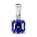 Certified & Appraised Rhapsody Asscher Cut AAAA Tanzanite and E-F VS Diamond 2.00 ctw Pendant without Chain in 950 Platinum - Sticky add to cart bar