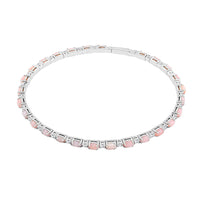 Modani Pink Opal, White Topaz Bangle Bracelet (6.75 in) in Sterling Silver with with 1.5g Titanium Spring 5.50 ctw