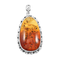 Baltic Amber Fancy Shape Pendant without Chain in Sterling Silver