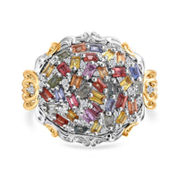 Doorbuster Multi Sapphire, White Zircon Ring in Rhodium Over Sterling Silver (Size 8.0) 5.10 ctw