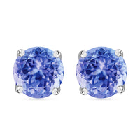 Tanzanite Solitaire Stud Earrings in Platinum Over Sterling Silver 1.50 ctw