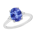 Luxoro 14K White Gold Premium Tanzanite and G-H I1-I2 Diamond Ring (Size 4.0) 4 Grams 2.10 ctw