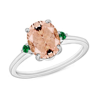 Luxoro 14K White Gold Premium Marropino Morganite and Boyaca Colombian Emerald Ring (Size 4.0) 4 Grams 2.50 ctw