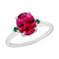 Luxoro 14K White Gold Premium Ouro Fino Rubellite and Boyaca Colombian Emerald Ring (Size 4.0) 4 Grams 2.50 ctw