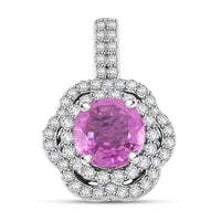 Certified & Appraised Rhapsody AAAA Sakalava Sparkle Madagascar Pink Sapphire and F-E VS Diamond 1.55 ctw Pendant without Chain in 950 Platinum 4 Grams