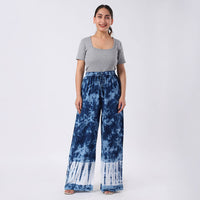 Blue Pajama Tie Dye Palazzo with 1/2Inch Elastic Band - One Size Fits Most