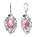Karis Rhodonite and Multi Gemstone 18.80 ctw Lever Back Earrings in Platinum Bond - Sticky add to cart bar