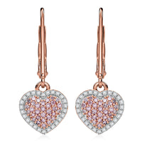 Natural Pink and White Diamond 0.50 ctw Heart Earrings in Vermeil Rose Gold Over Sterling Silver
